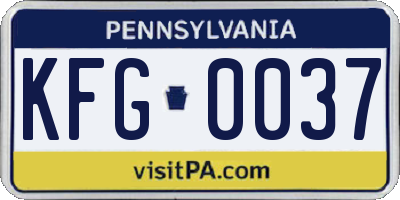 PA license plate KFG0037