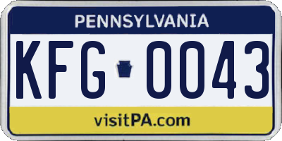 PA license plate KFG0043