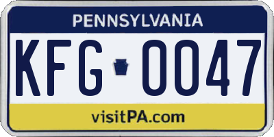 PA license plate KFG0047