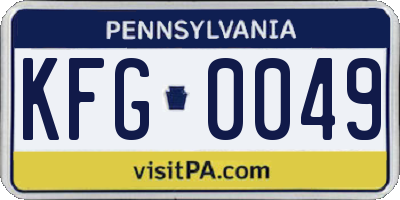 PA license plate KFG0049