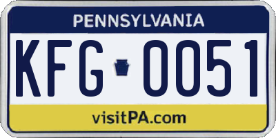 PA license plate KFG0051