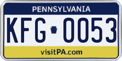 PA license plate KFG0053