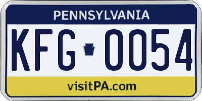 PA license plate KFG0054