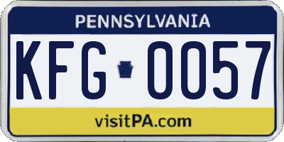 PA license plate KFG0057