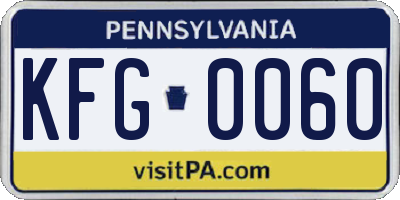 PA license plate KFG0060