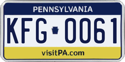 PA license plate KFG0061