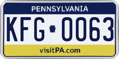 PA license plate KFG0063