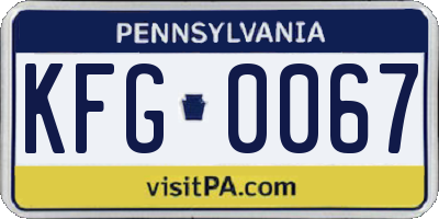 PA license plate KFG0067