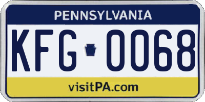 PA license plate KFG0068