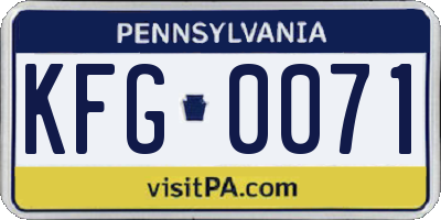 PA license plate KFG0071