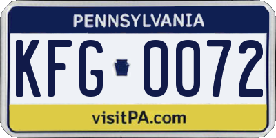 PA license plate KFG0072
