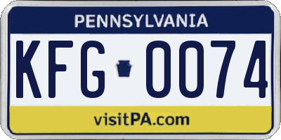 PA license plate KFG0074
