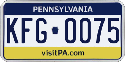 PA license plate KFG0075