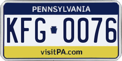 PA license plate KFG0076