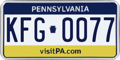 PA license plate KFG0077