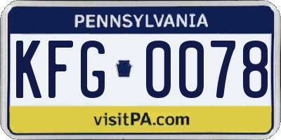 PA license plate KFG0078