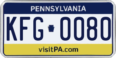 PA license plate KFG0080