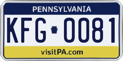PA license plate KFG0081
