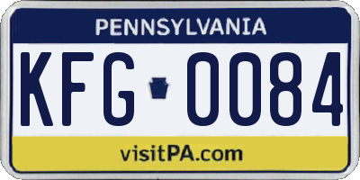 PA license plate KFG0084