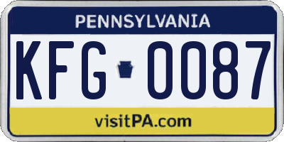 PA license plate KFG0087