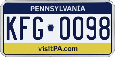 PA license plate KFG0098