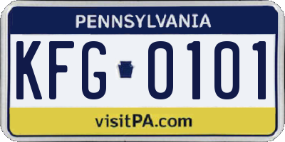 PA license plate KFG0101