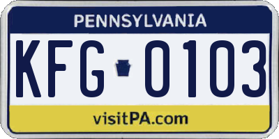 PA license plate KFG0103