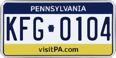 PA license plate KFG0104