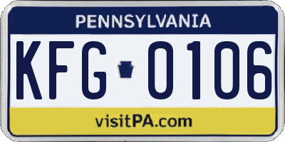 PA license plate KFG0106