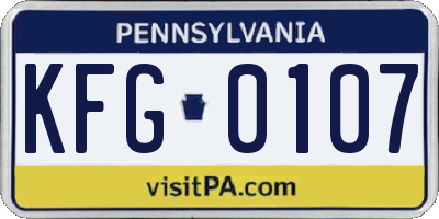 PA license plate KFG0107