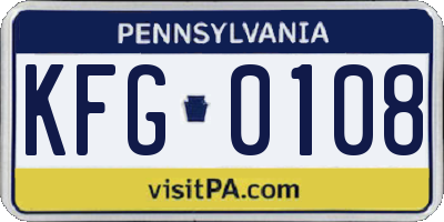 PA license plate KFG0108