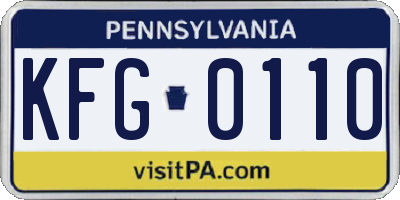 PA license plate KFG0110