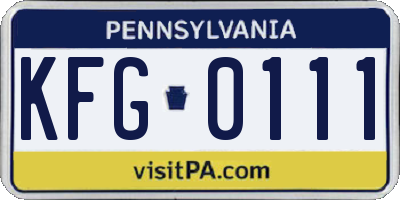 PA license plate KFG0111