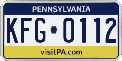 PA license plate KFG0112