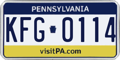 PA license plate KFG0114