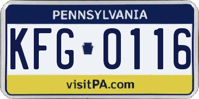 PA license plate KFG0116