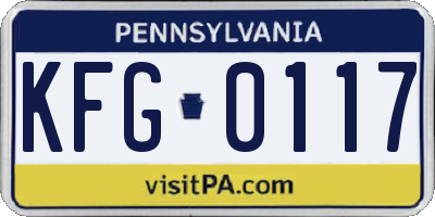 PA license plate KFG0117