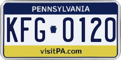 PA license plate KFG0120