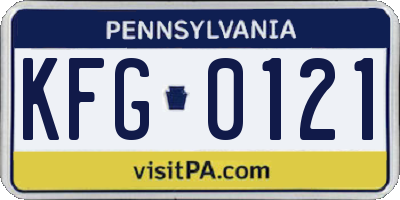 PA license plate KFG0121