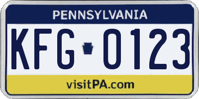 PA license plate KFG0123