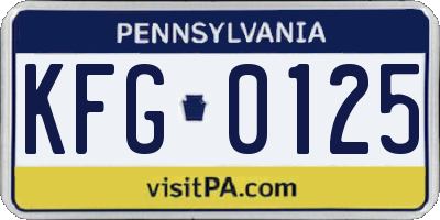 PA license plate KFG0125