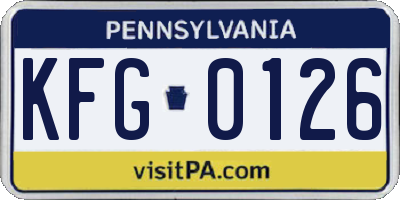 PA license plate KFG0126