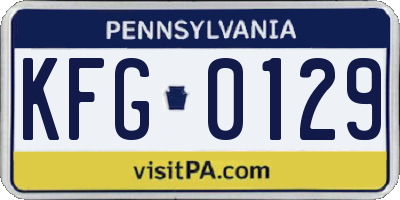 PA license plate KFG0129