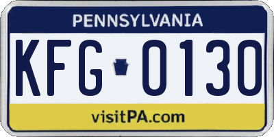 PA license plate KFG0130