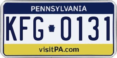 PA license plate KFG0131