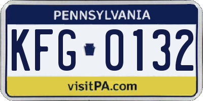 PA license plate KFG0132