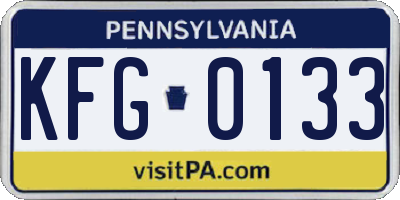 PA license plate KFG0133