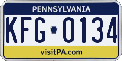 PA license plate KFG0134