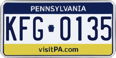 PA license plate KFG0135