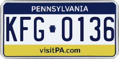 PA license plate KFG0136